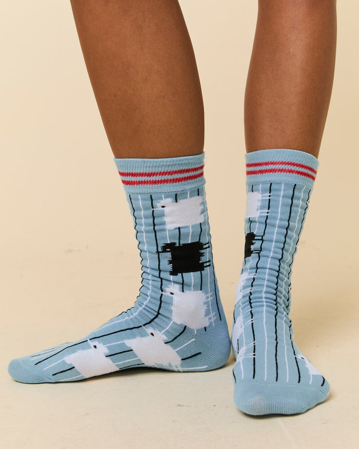 Sheep Pinstripe Socks Blue