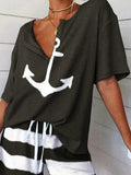 Short Sleeve Print V-neck T-shirts