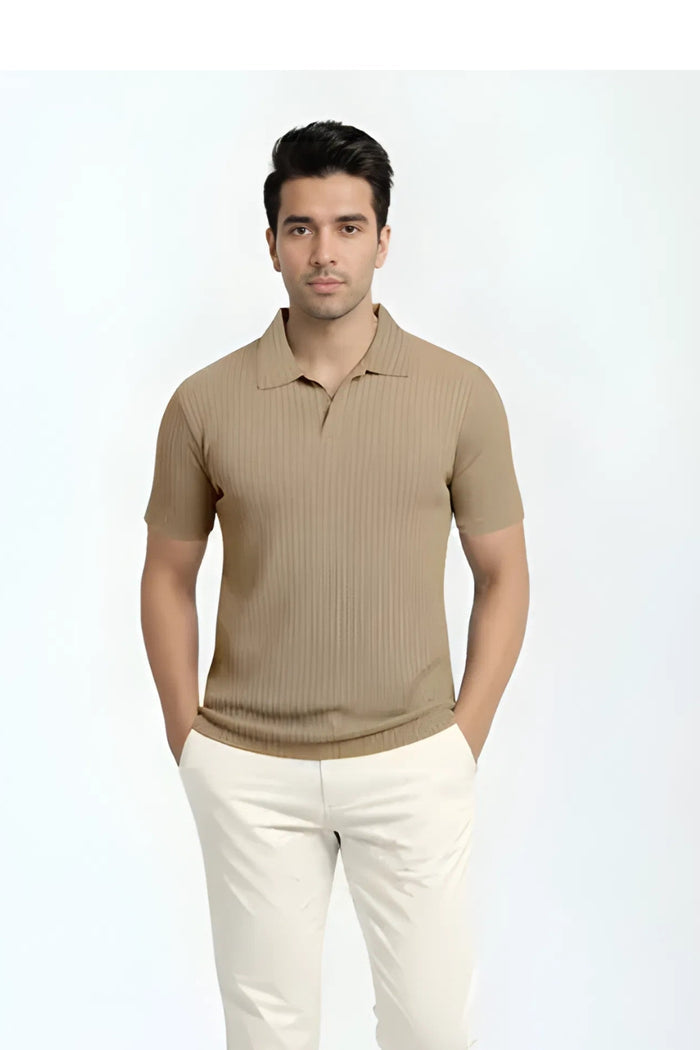 Short Sleeves Polo Shirt - Beige
