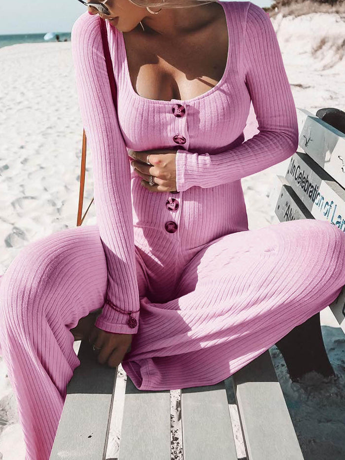 Simple Casual Knitted Pregnant Women'S Jumpsuit