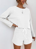 Simple Casual Loose Round Neck Shirt Shorts Suit