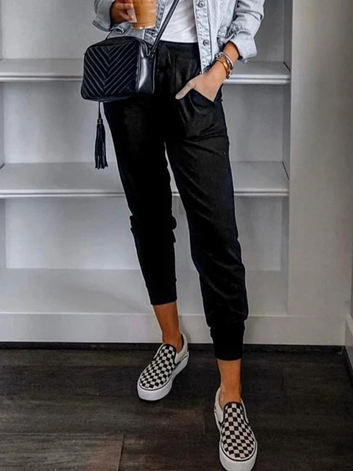 Simple Casual Loose Short Sleeve Top Pants Knitted Suit