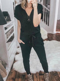 Simple Casual Loose Short Sleeve Top Pants Knitted Suit