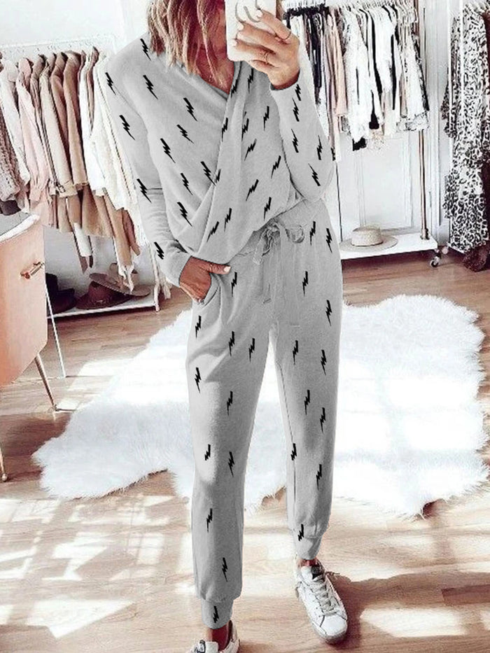 Simple Casual Loose Top Pants Knitted Suit