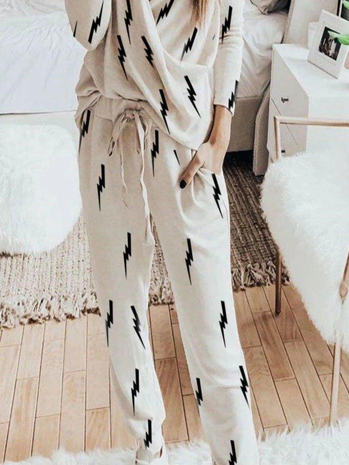 Simple Casual Loose Top Pants Knitted Suit
