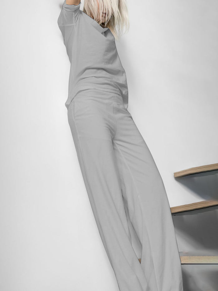 Simple Casual Loose Top Pants Set