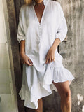 Simple Casual Loose V-Neck Dress
