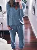Simple Loose Casual Lounge Top Pants Knitted Suit