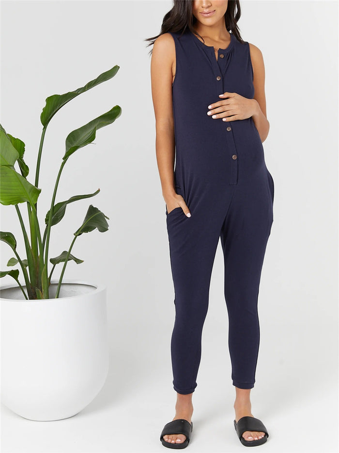 Simple Loose Suspenders Pregnant Women'S Jumpsuit