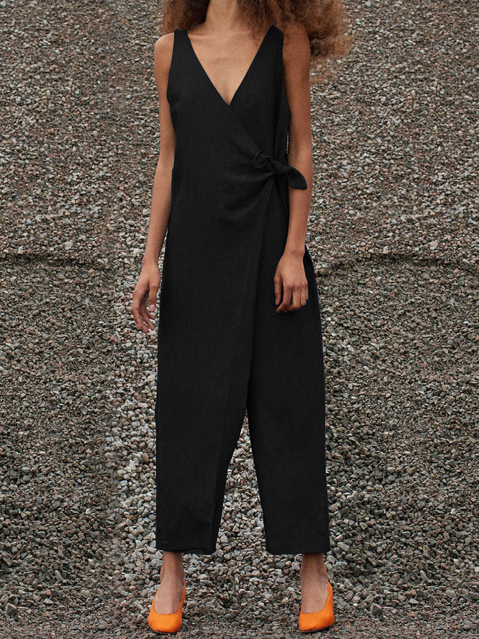 Simple Suspenders with Bow Tie Jumpsuit