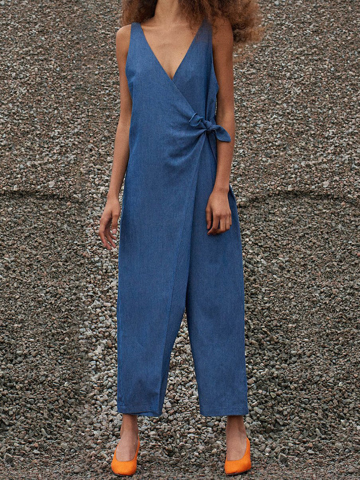 Simple Suspenders with Bow Tie Jumpsuit