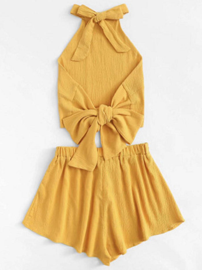 Sleeveless Casual Shorts Suit