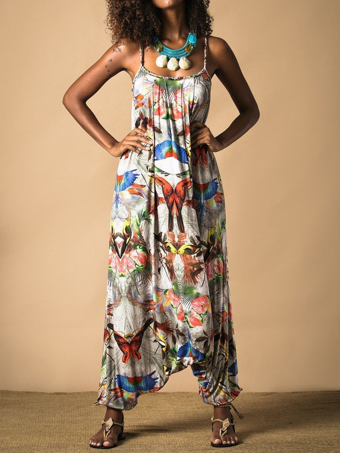 Sling Sleeveless Printed Casual Jumpsuit
