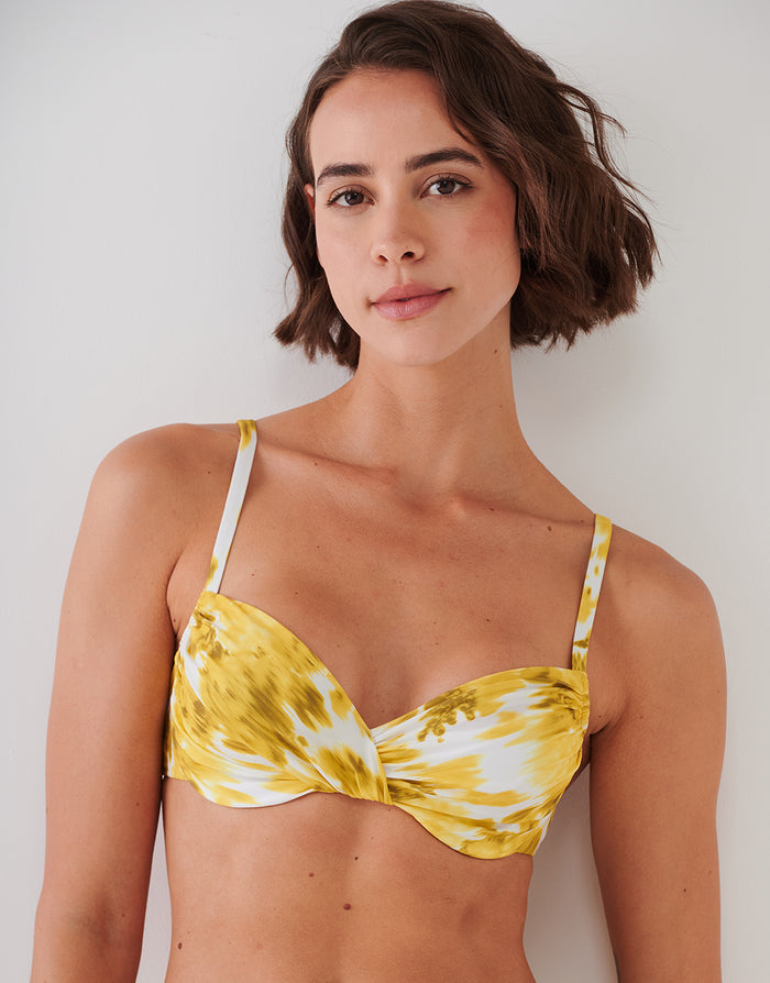Maryan Mehlhorn Soft Focus Florals Underwired Bikini Top - Vivid Yellow - Simply Beach UK
