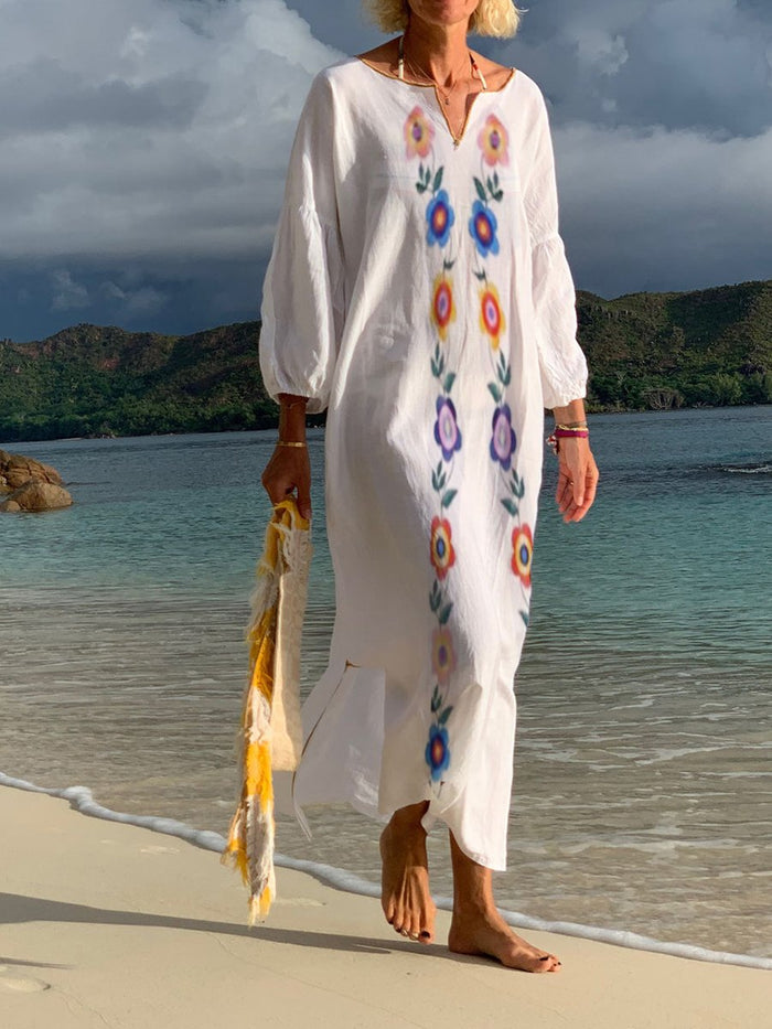 Solid Casual Print Long Sleeve Dress