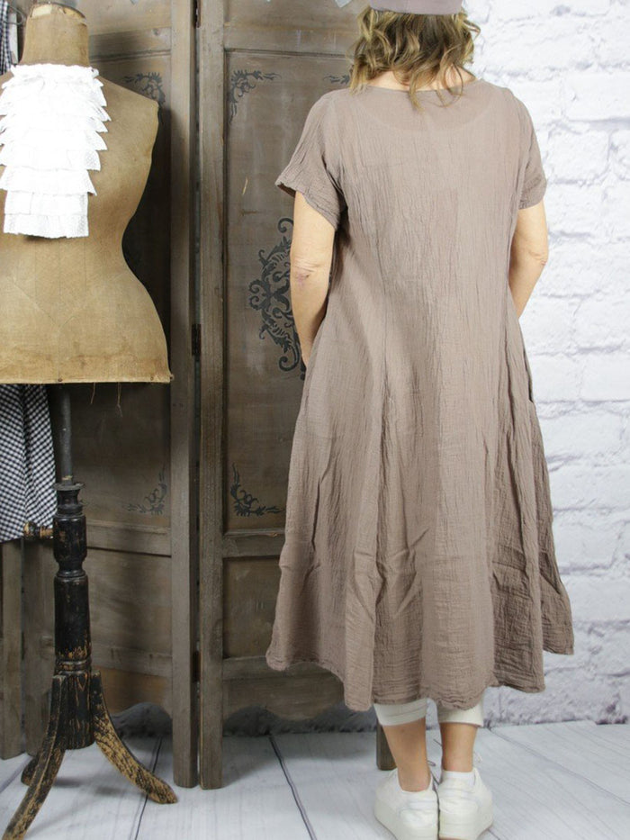 Solid Color Pocket Dress
