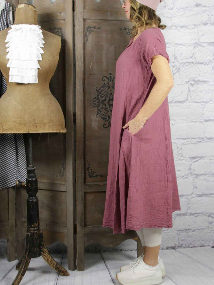 Solid Color Pocket Dress