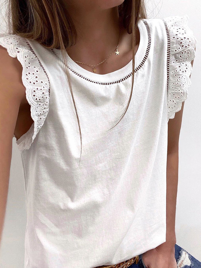 Solid Color Round Neck Short Sleeve Casual T-shirt
