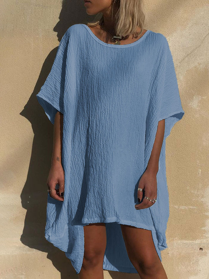 Solid Color Round Neck Short Sleeve Casual T-shirt