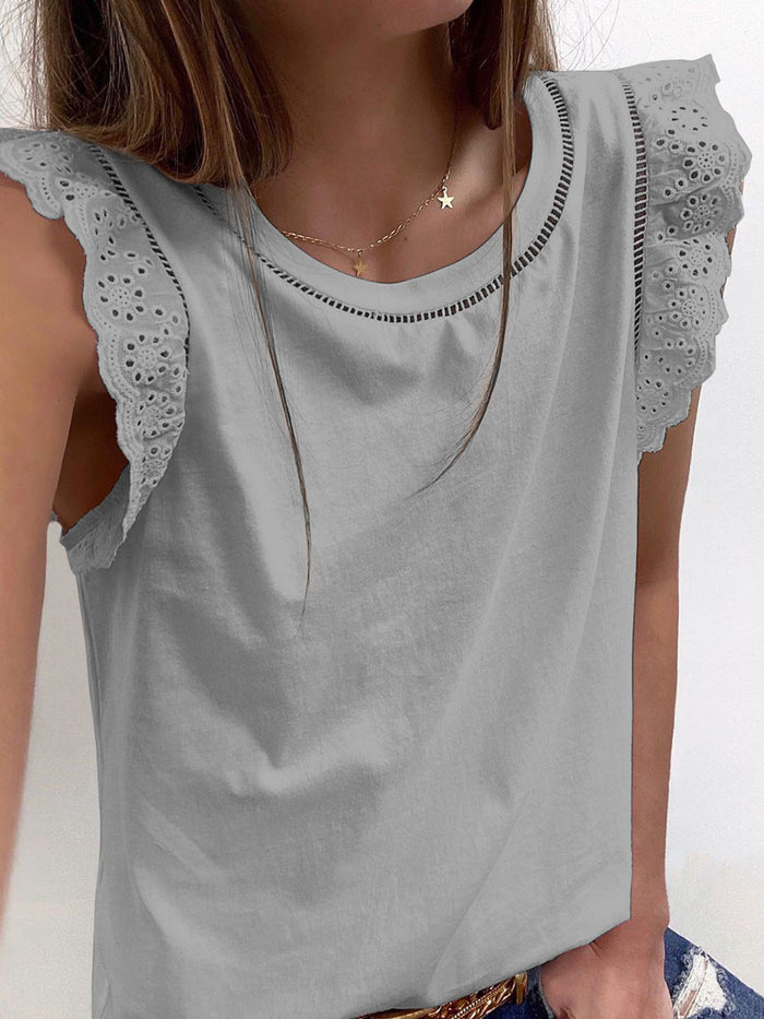 Solid Color Round Neck Short Sleeve Casual T-shirt