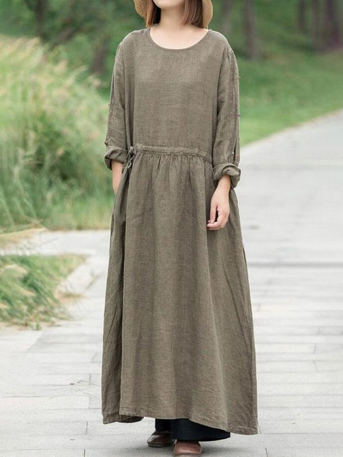 Solid Color Wild Fashion Long Sleeve Dress