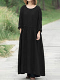 Solid Color Wild Fashion Long Sleeve Dress