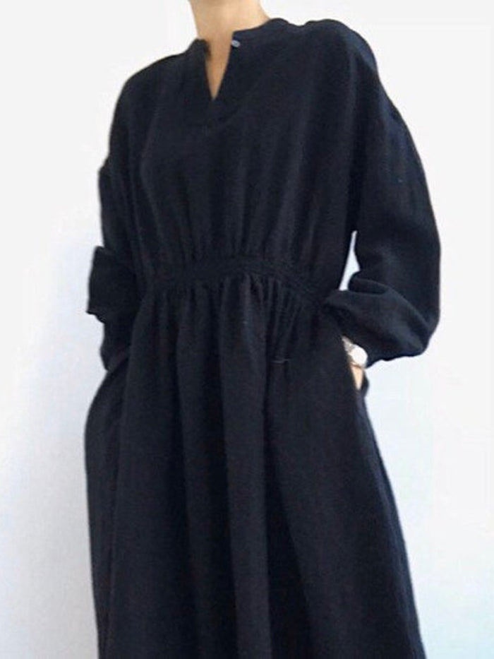 Solid Color Wild Fashion Waist Dress