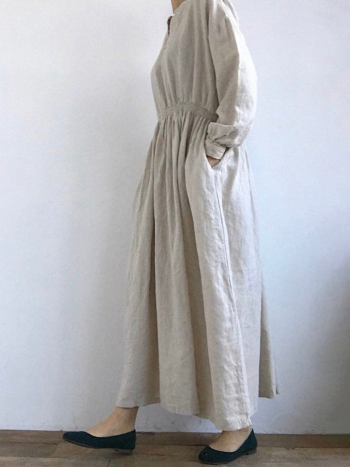 Solid Color Wild Fashion Waist Dress