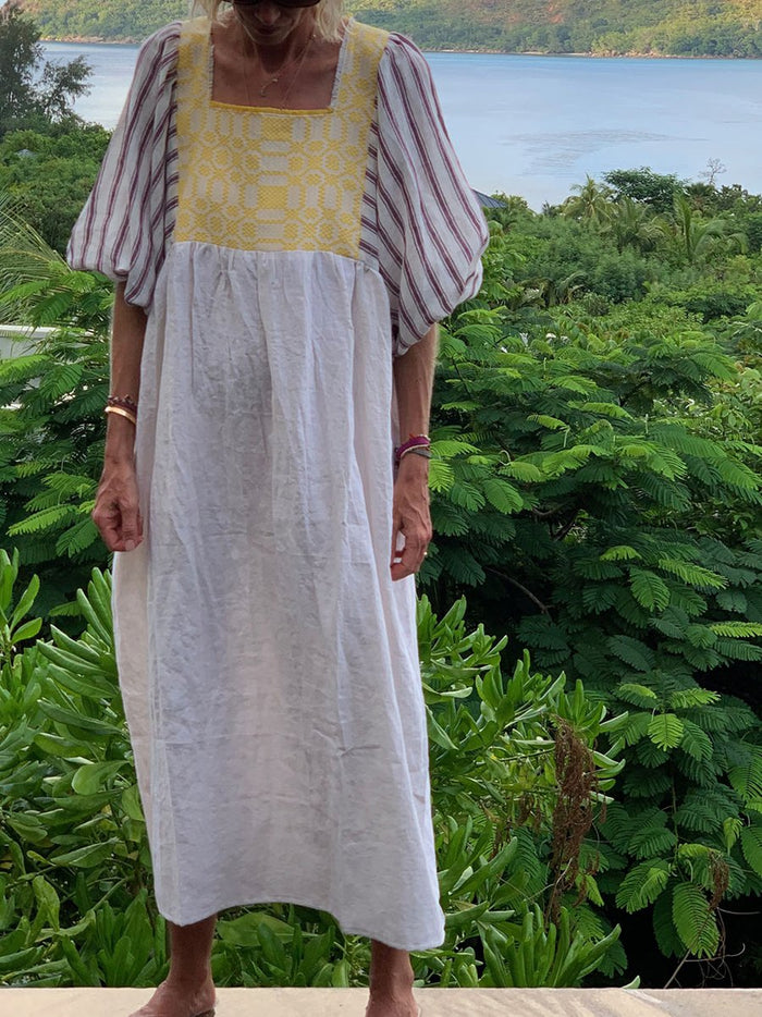 Square Collar Big Cuff Loose Dress