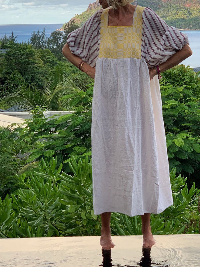 Square Collar Big Cuff Loose Dress