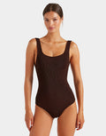 Square Neck Swimsuit - Metallic Chocolate