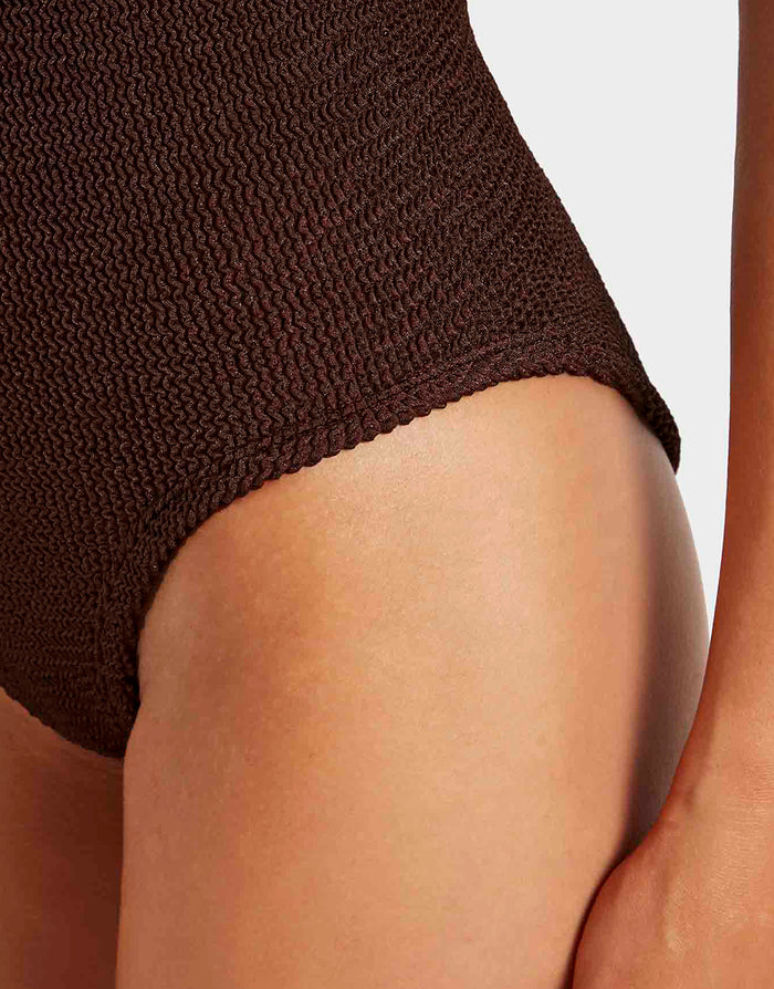 Square Neck Swimsuit - Metallic Chocolate