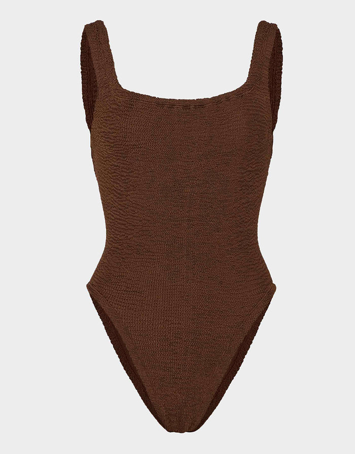 Square Neck Swimsuit - Metallic Chocolate