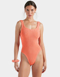 Square Neck Swimsuit - Metallic Coral