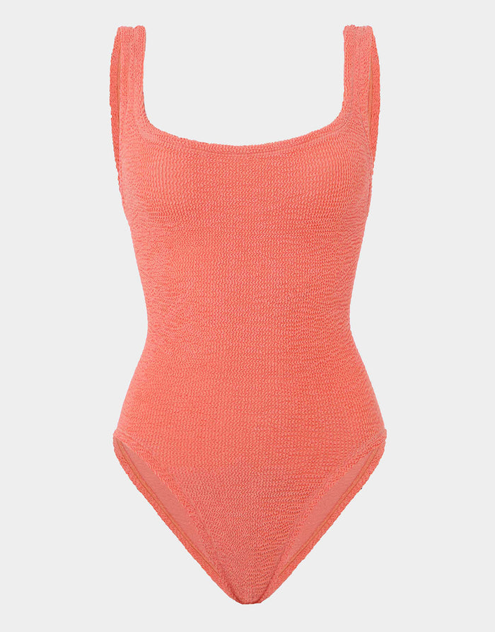 Square Neck Swimsuit - Metallic Coral
