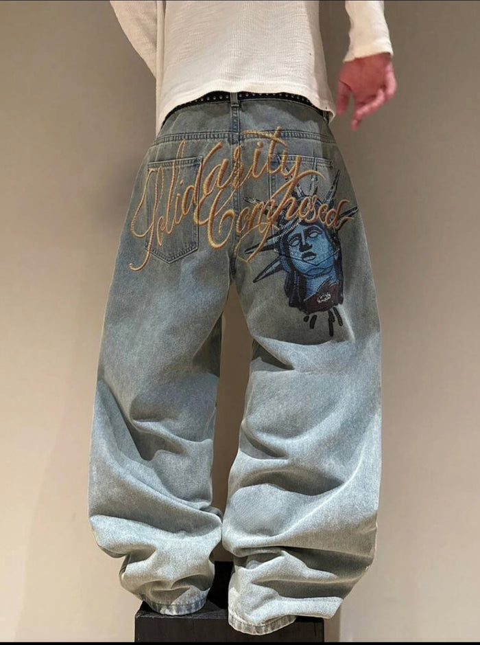 Statue of liberty Baggy Jeans Y2K Streetwear