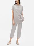 Stretch Silk Jersey Funnel Neck Suit