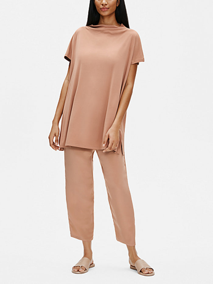 Stretch Silk Jersey Funnel Neck Suit
