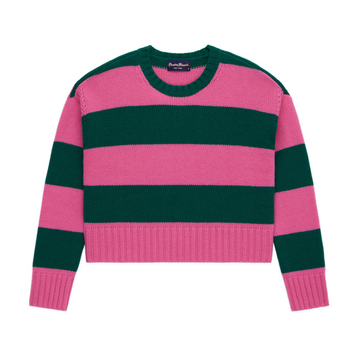 Stripe Cashmere Sweater Evergreen Pink