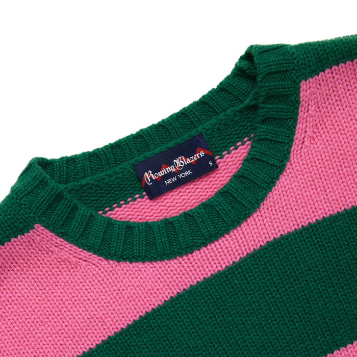 Stripe Cashmere Sweater Evergreen Pink