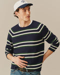 Striped Roll Edge Sweater Navy Stripe