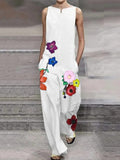 Stylish Elegant Retro Loose Floral Jumpsuit