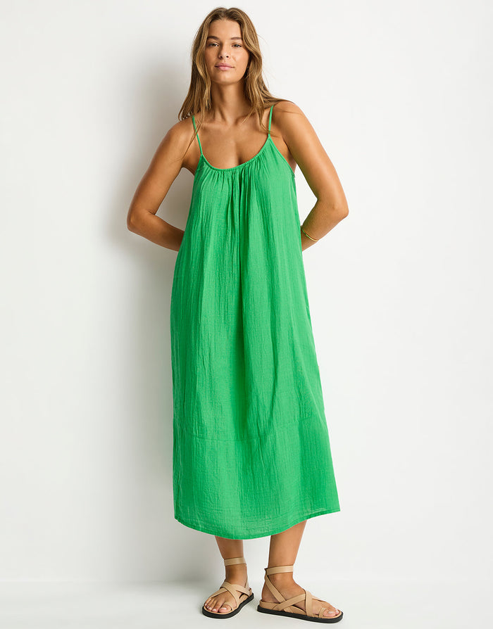 Sea Level Sunset Tie Back Sundress - Kelly Green - Simply Beach UK