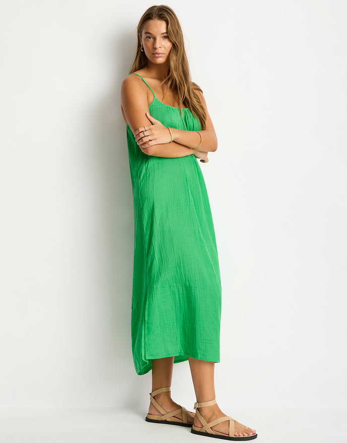 Sea Level Sunset Tie Back Sundress - Kelly Green - Simply Beach UK