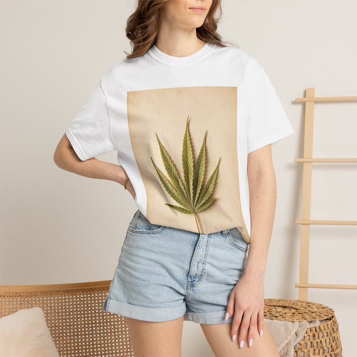 T-Shirt — Vintage Botanical Cannabis Leaf Print