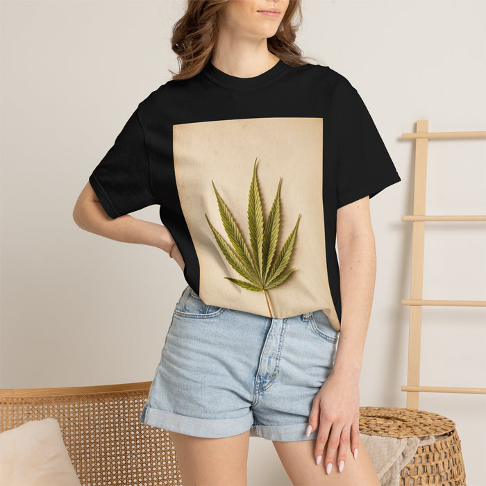 T-Shirt — Vintage Botanical Cannabis Leaf Print