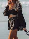 Three-Piece Casual Solid Color Set