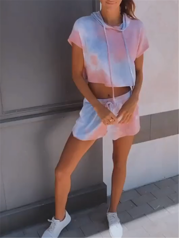 Tie-dye Loose Short Sleeve Suit