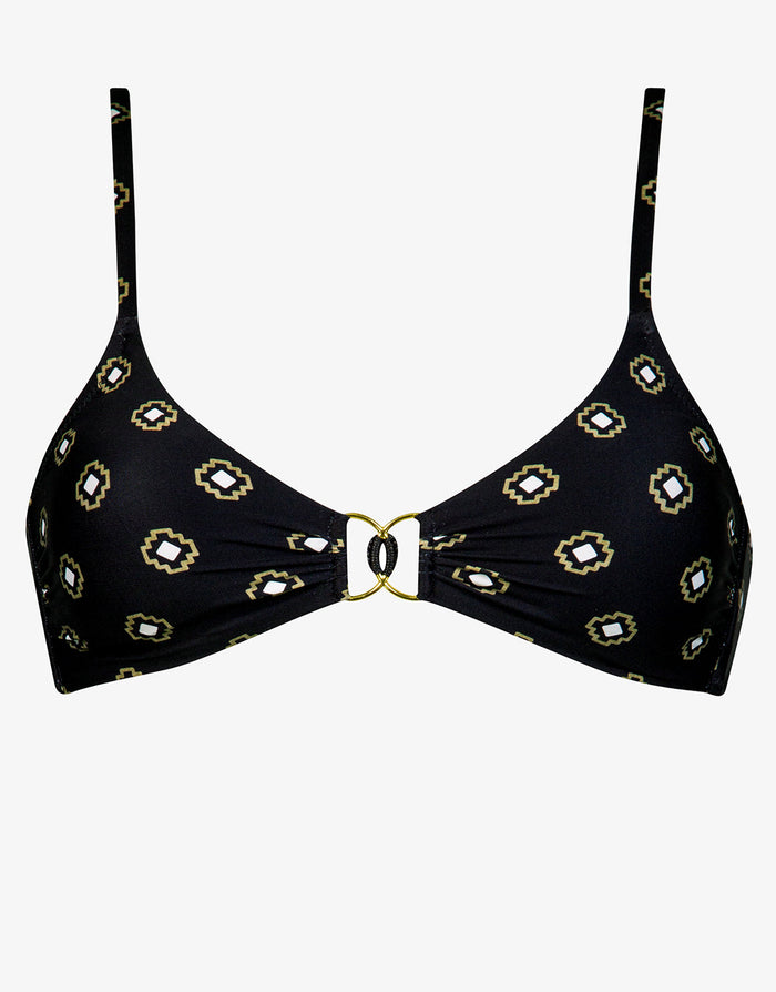 Tiles Craft Bralette Bikini Top - Black Neutrals - Simply Beach UK