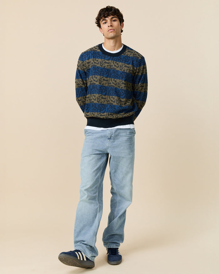 Tonal Striped Sweater Blue Black Tonal Stripe